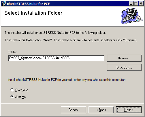Example of bundle client software installation wizard menu