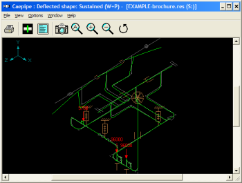 caepipe graphics window displaying deflected shape brochure model 