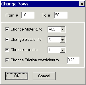 caepipe change rows dialog box for performing block edit operations