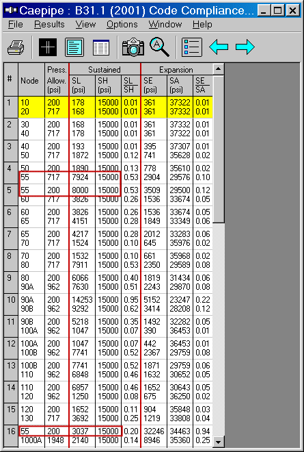 caepipe liberal allowable stresse problem example code compliance layout screen image