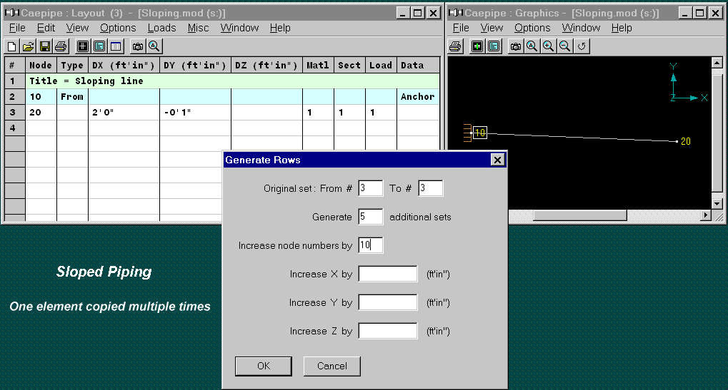 using generate command to create sloped piping in caepipe image 1