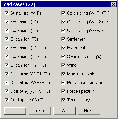 caepipe load cases dialog window image