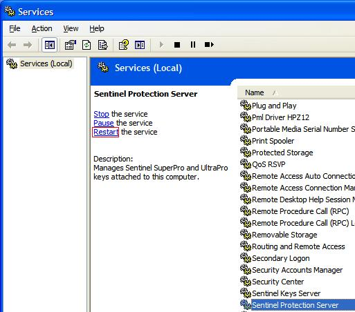 caepipe troubleshoot spn service restart instructions services window with restart link selected image