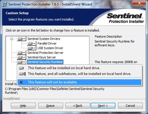 Sentinel Driver Installation