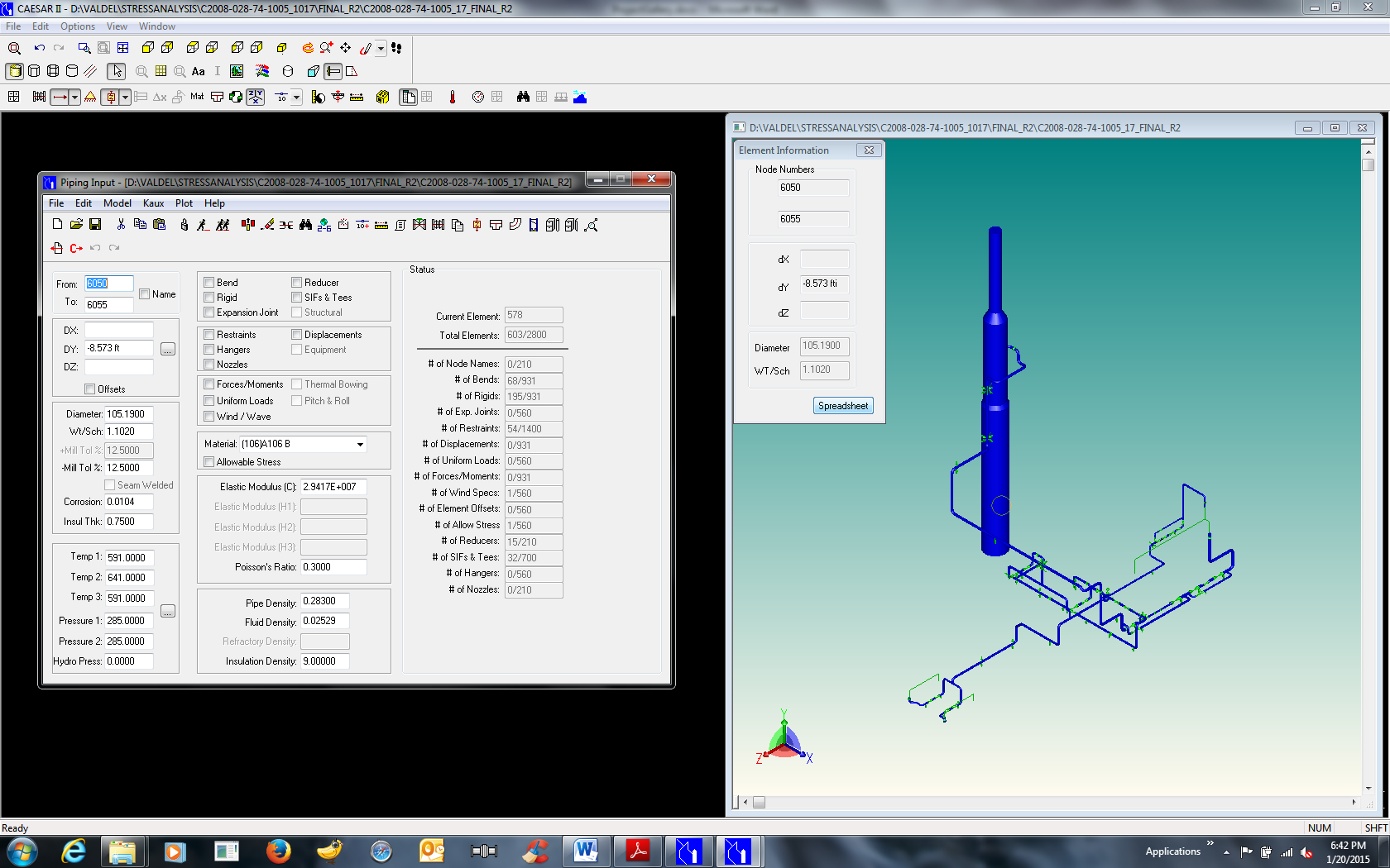 Stress Analysis of the Piping using CAESAR II