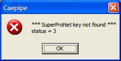 caepipe superpronet key not found status equals 3 error message