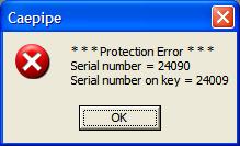 caepipe wrong serial number error message