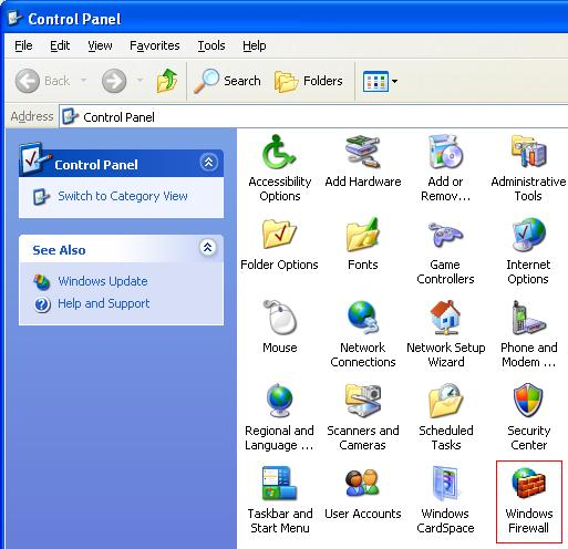 sst installation for sstlm control acessing firewall via windows control panel