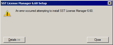 SST License Manager error message