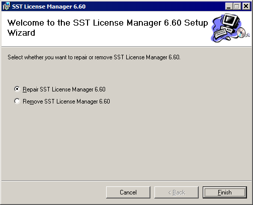 SST License Manager setup menu