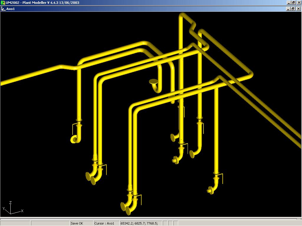 sst translator compressed air piping model as seen in cadmatic graphics window