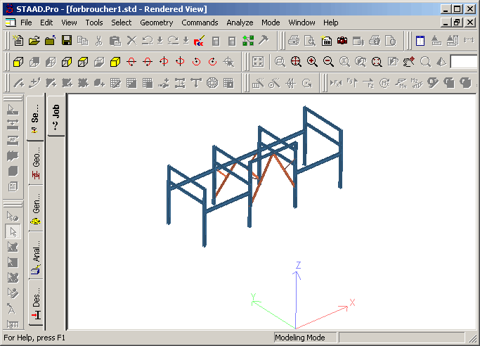 sst translator pdms to staad.pro analysis model as seen in staad graphic image 1