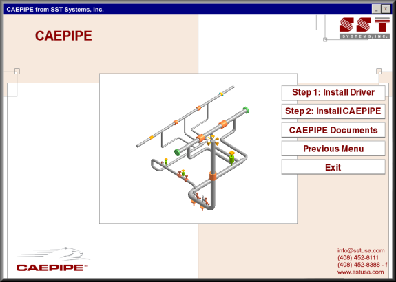 CAEPIPE installation menu