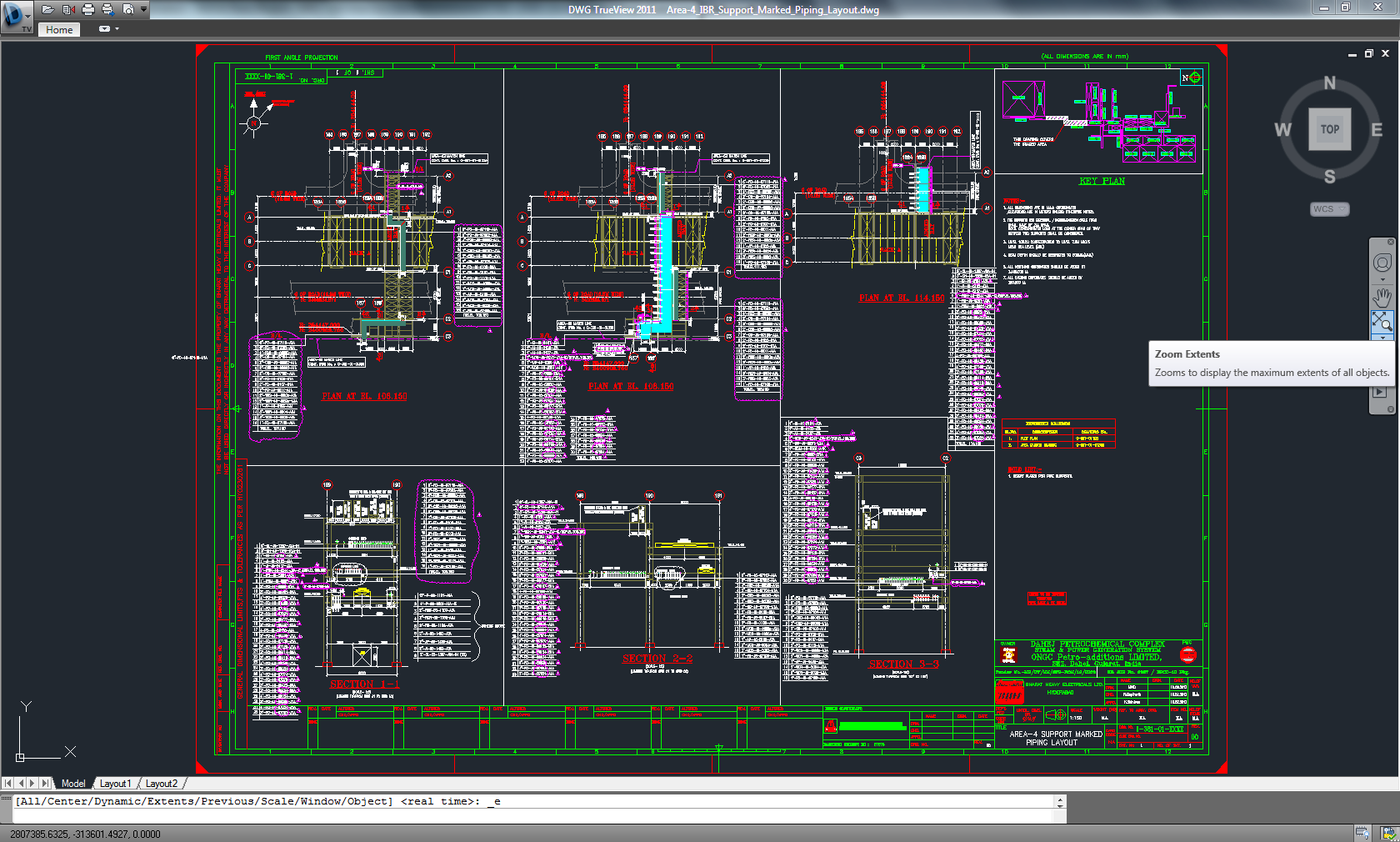 Area Wise - Support Marked Piping Layout using 3D Plant Design software