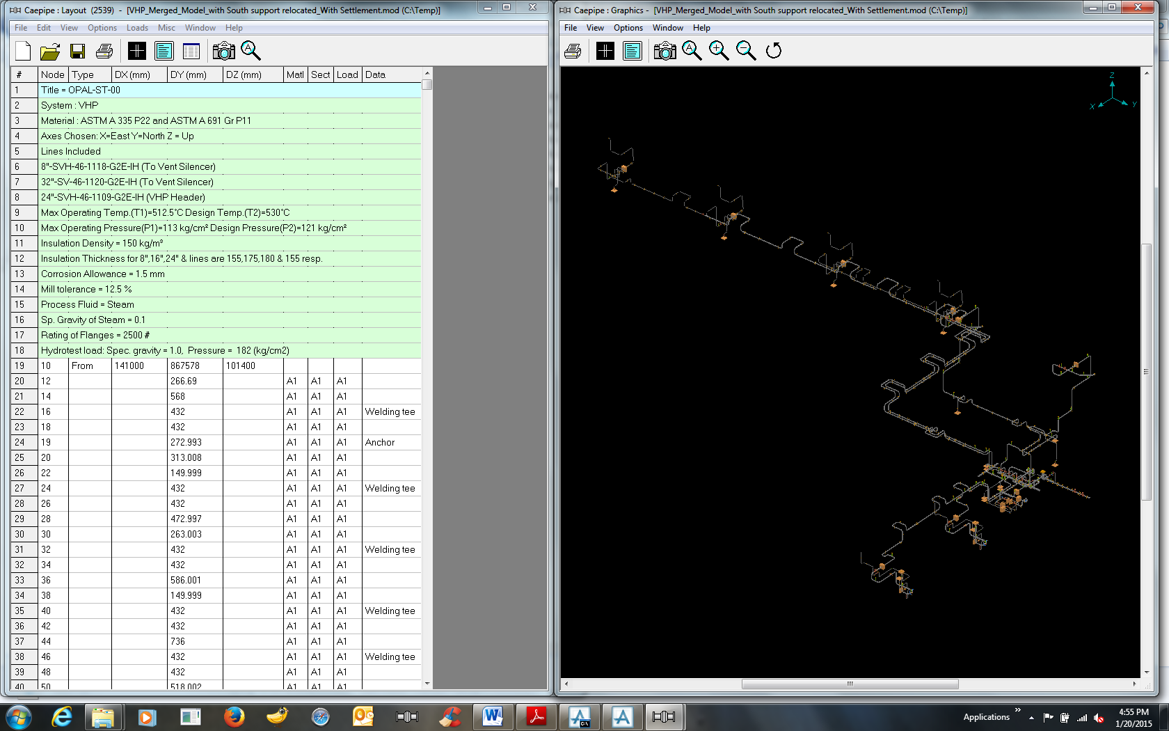 CAEPIPE Stress Model for Very High Pressure (VHP) System