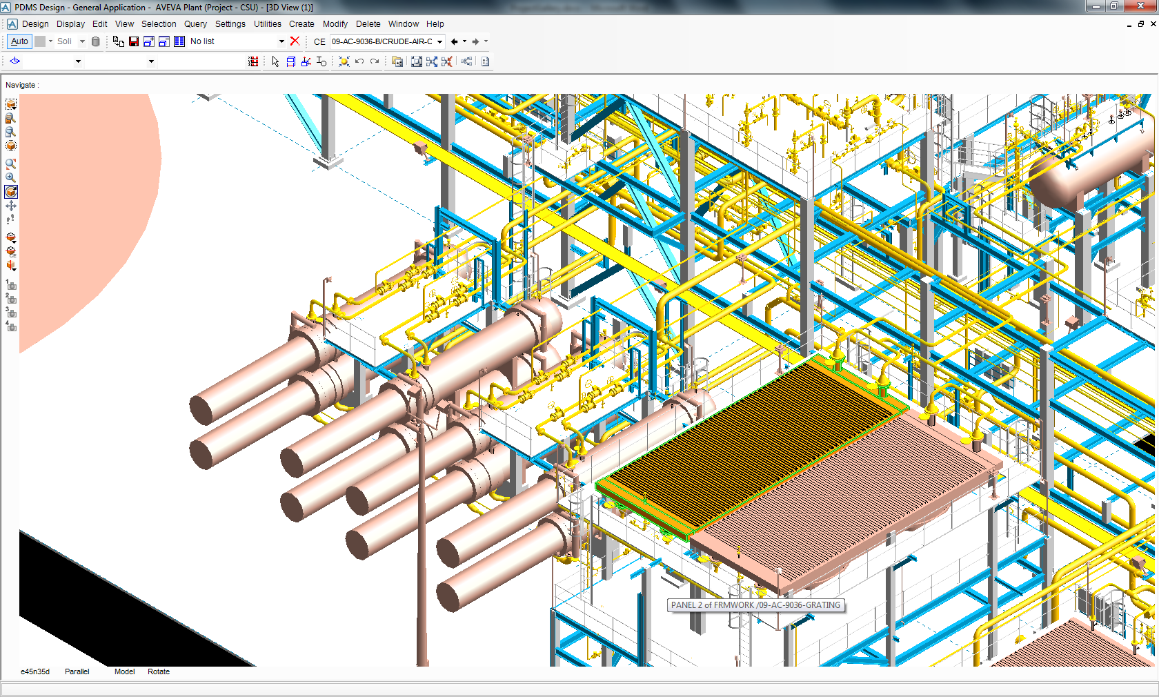 Closer view of the Heat Exchanger and Crude Air Cooler