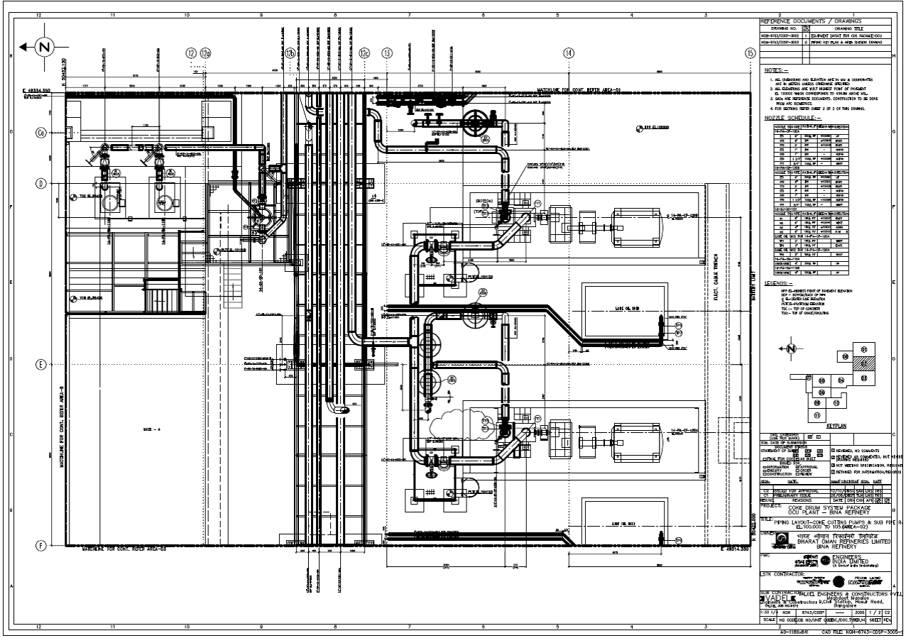 Customized GA Drawing produced using 3D Plant Design software