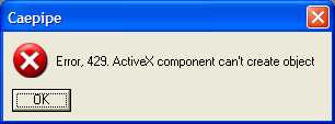 sstlm error message stating ActiveX component can't create object