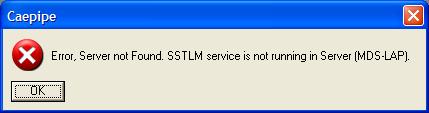 sst caepipe sstlm error message stating Server not found sstlm service is not running